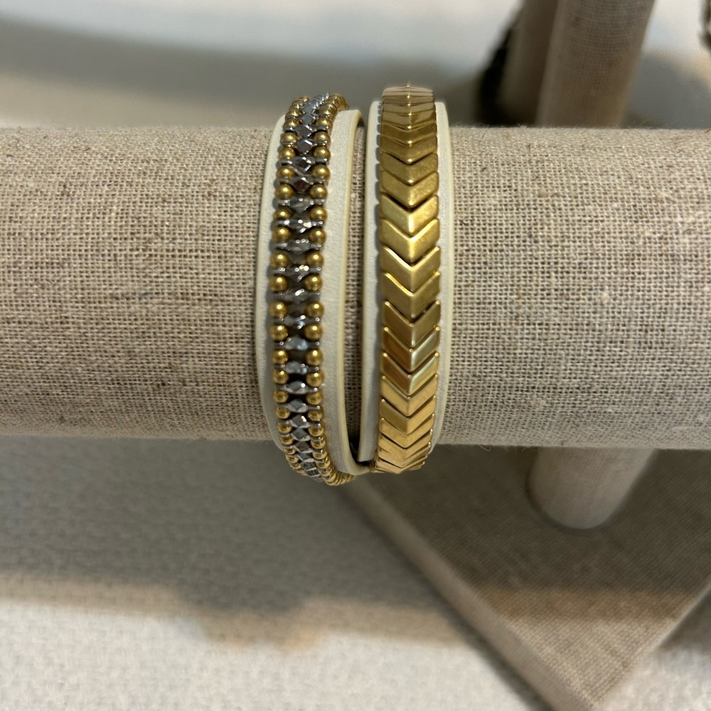 Stella & Dot Gilded Path double wrap leather bracelet